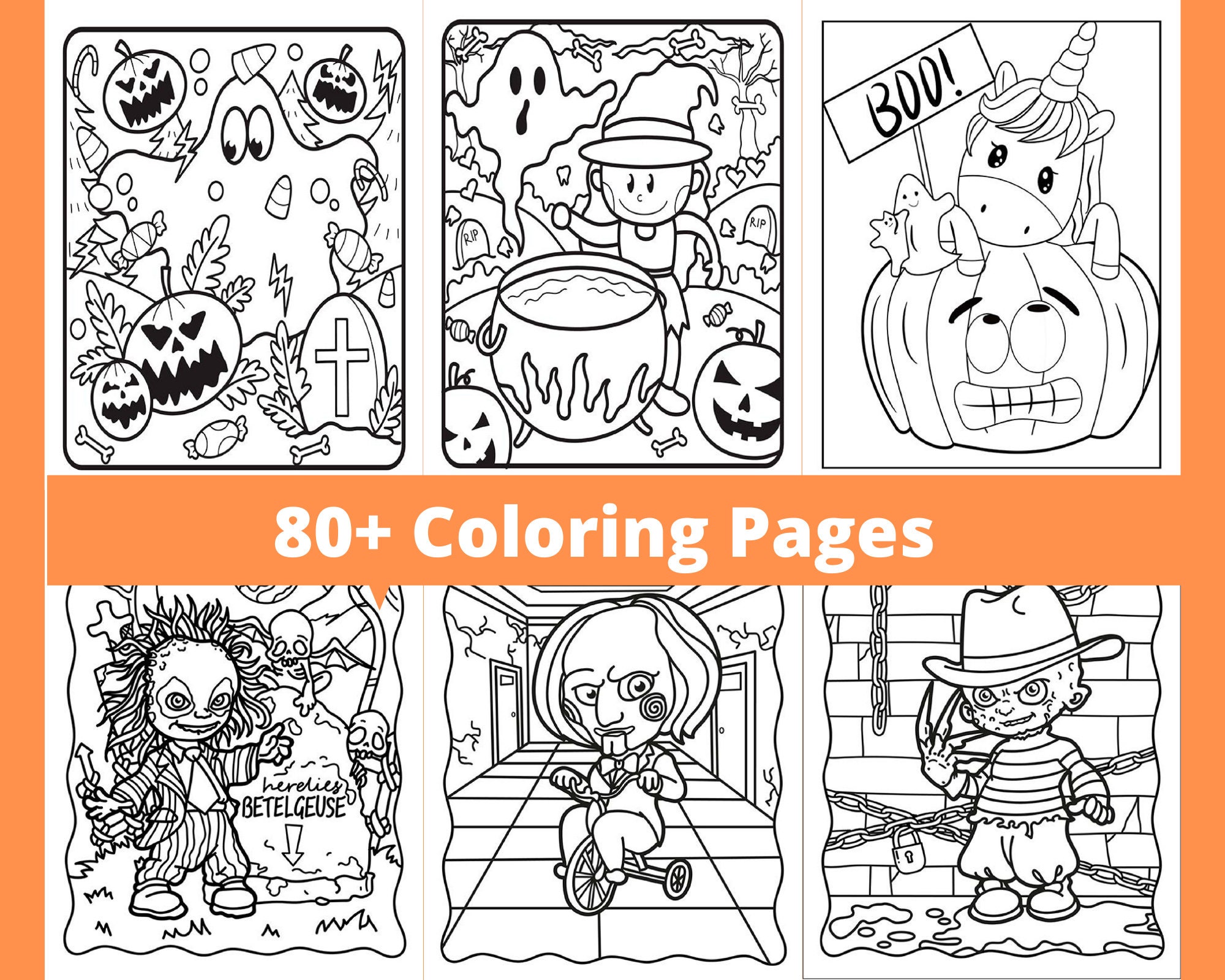Halloween coloring pages spooky fun for all ages printable digital designs instant download