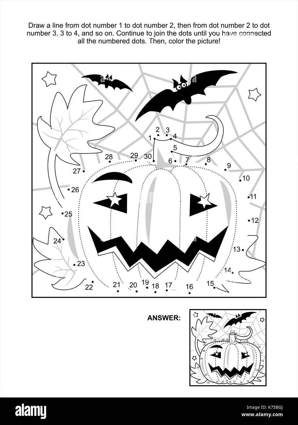 Connect the dots picture puzzle and coloring page