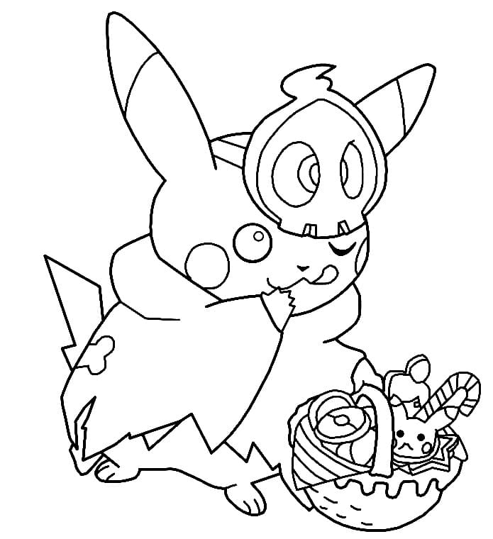 Halloween pikachu image coloring page