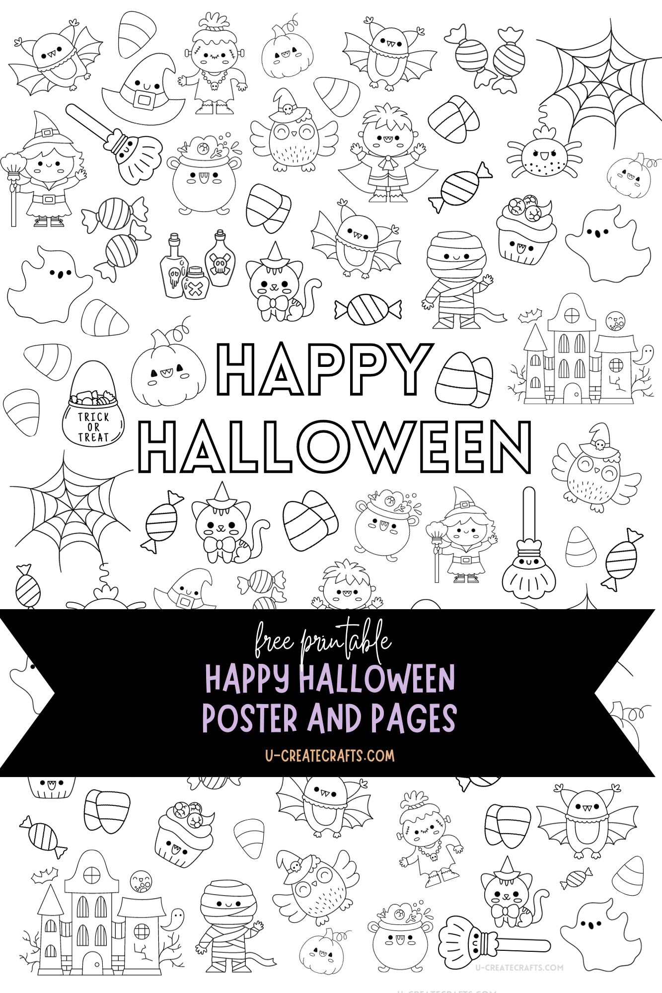 Halloween coloring poster