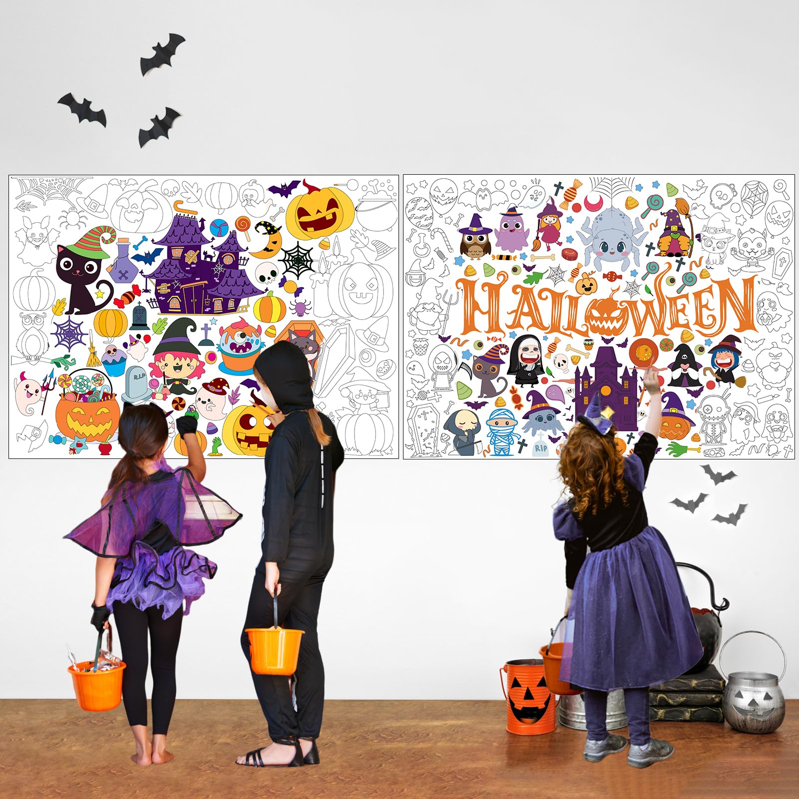 Pack halloween giant coloring poster large coloring poster for kids halloween big jumbo coloring pages craft for class home activity kids gifts halloween party favors supplies x in toys