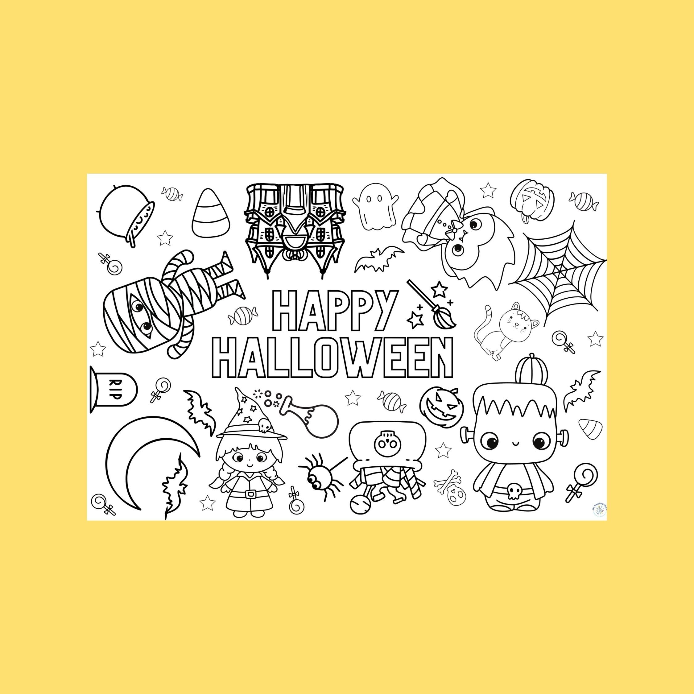 Halloween coloring poster digital download â my preschool place