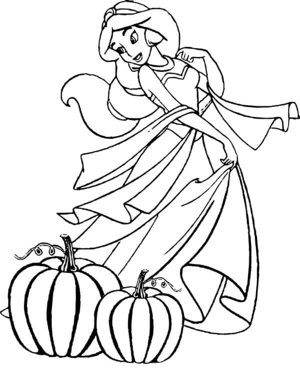 Princess jasmine disney halloween coloring page