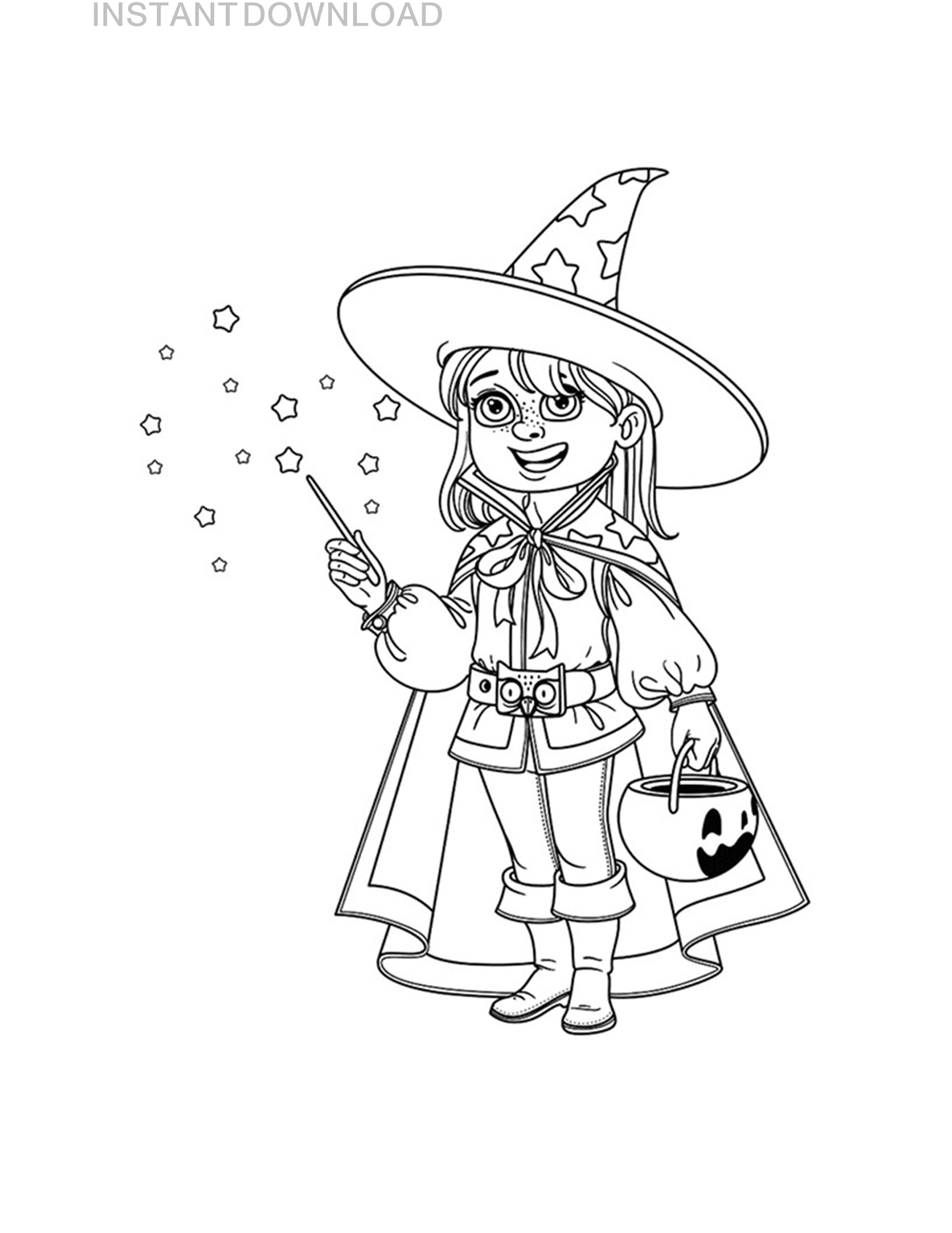 Printable halloween princess coloring page plus bonus instant download digital file x printable