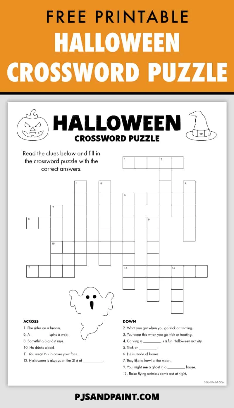 Free printable halloween crossword puzzle