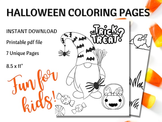 Halloween printable coloring pages kids activity letter sized pdf instant download