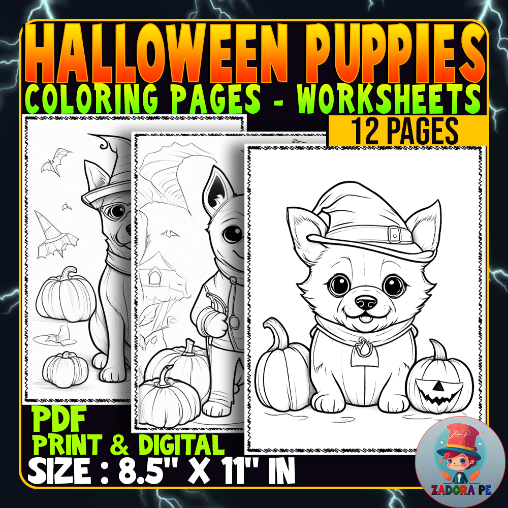 Spooky paws halloween puppies coloring pages worksheets october made by teachers