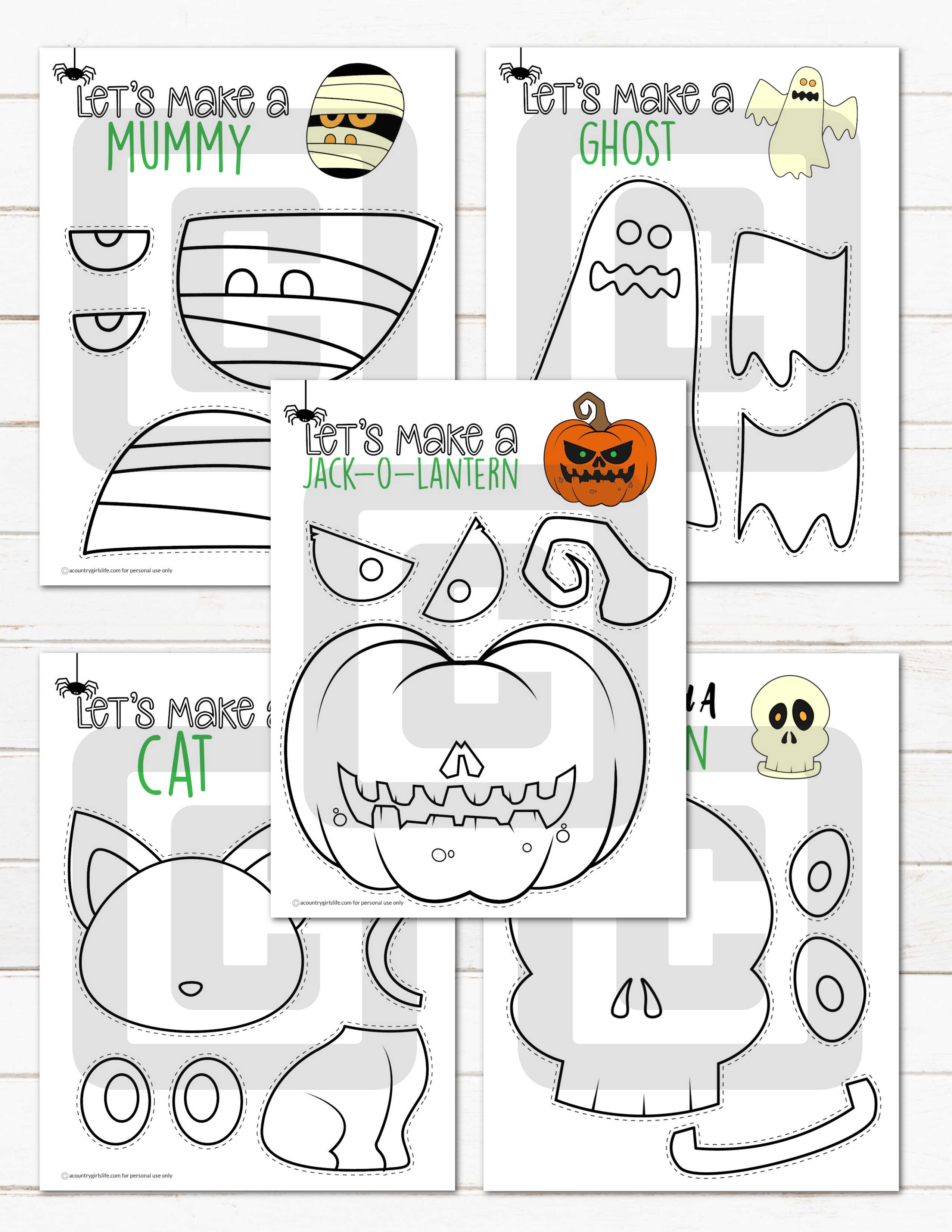 Halloween cut out templates cut paste crafts