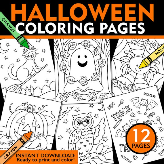 Halloween coloring pages kids halloween coloring sheets halloween party activity halloween coloring sheets instant download printable