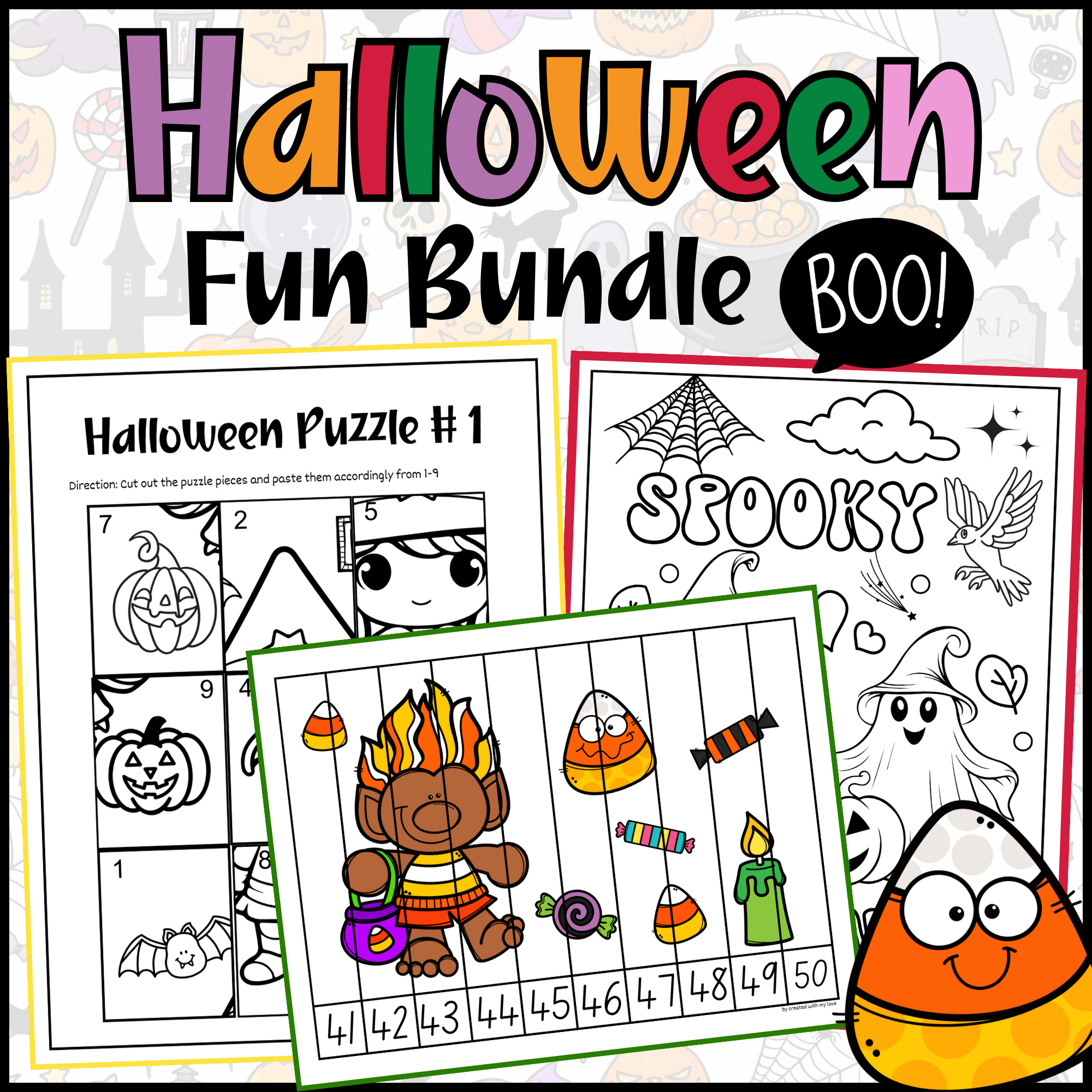 Halloween fun activity bundle coloring pages ordering numbers morning work made by teachers