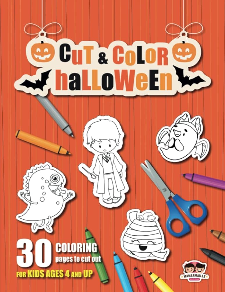 Cut color halloween coloring pages to cut out halloween activity book for kids ages