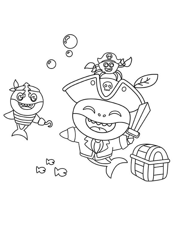 Pirate baby shark coloring page rbabyshark