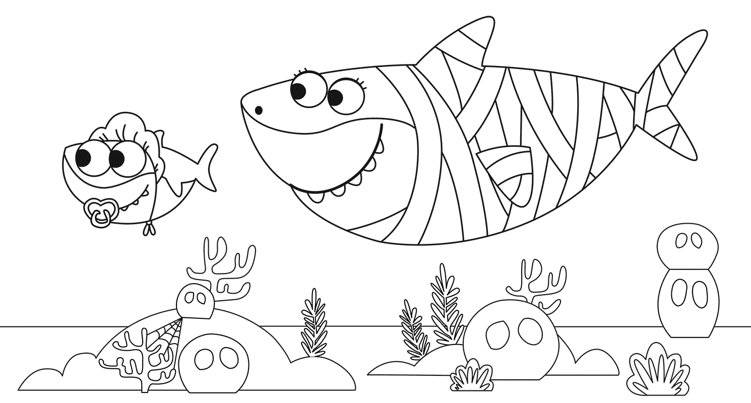 Baby shark coloring pages for free