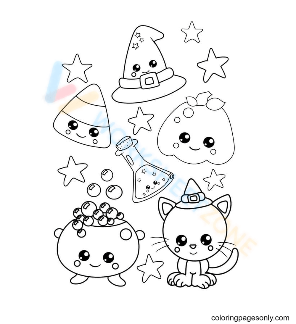 Kawaii halloween worksheet