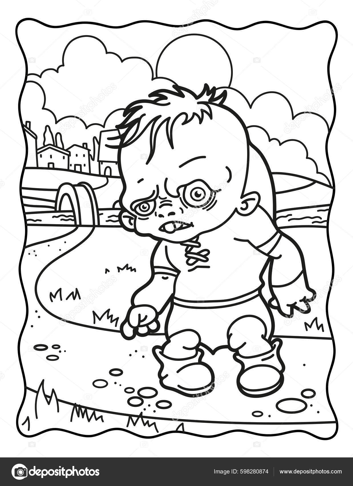 Quasimodo coloring book halloween coloring book children adults spooky coloring stock vector by meineillustrations