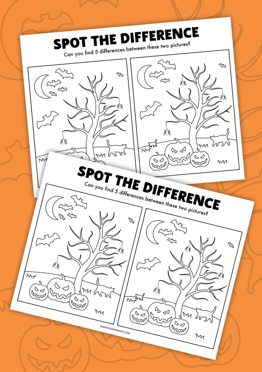 Free printable halloween spot the difference activity