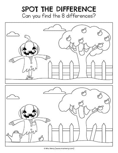 Halloween spot the difference printables mrs merry