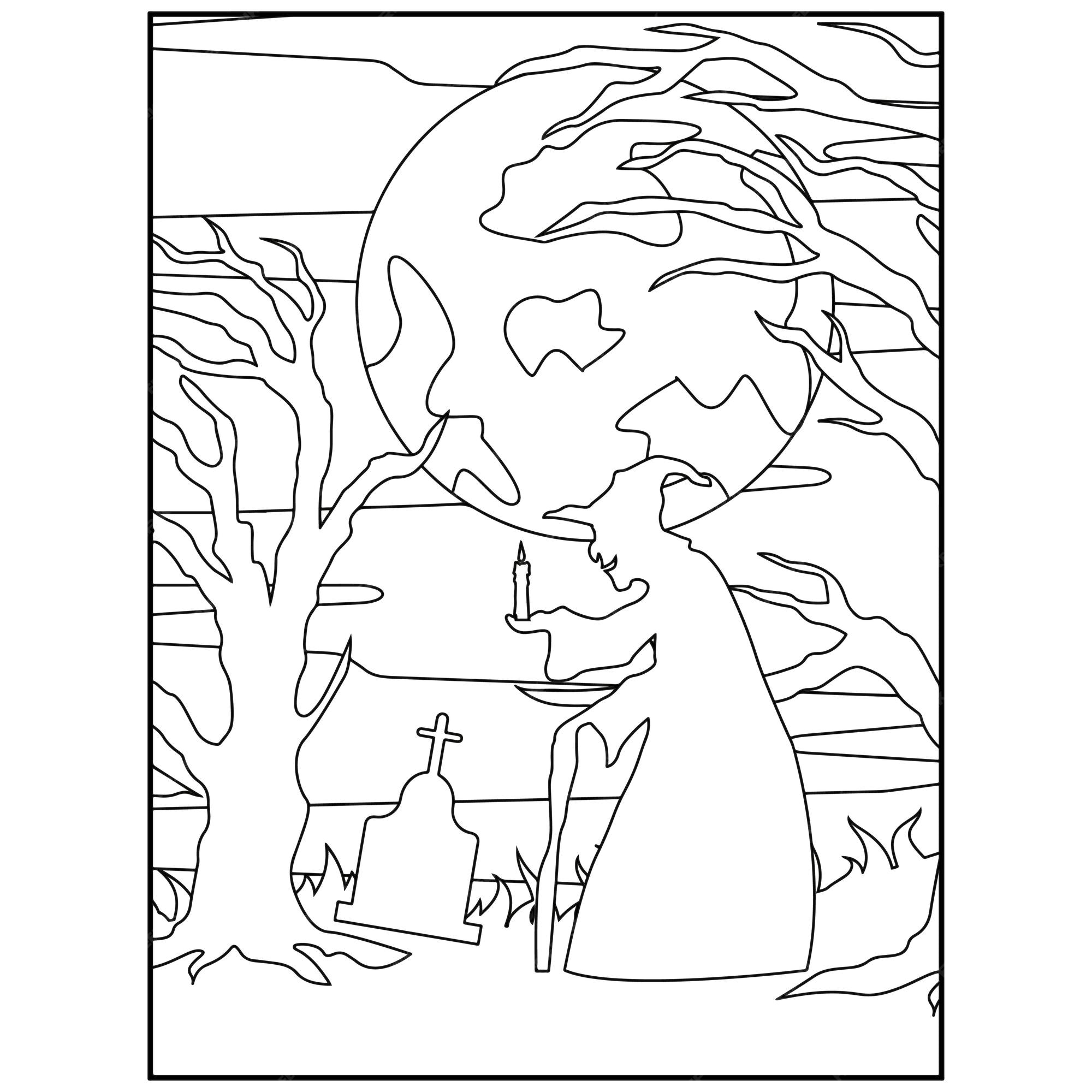 Premium vector halloween coloring pages for kids
