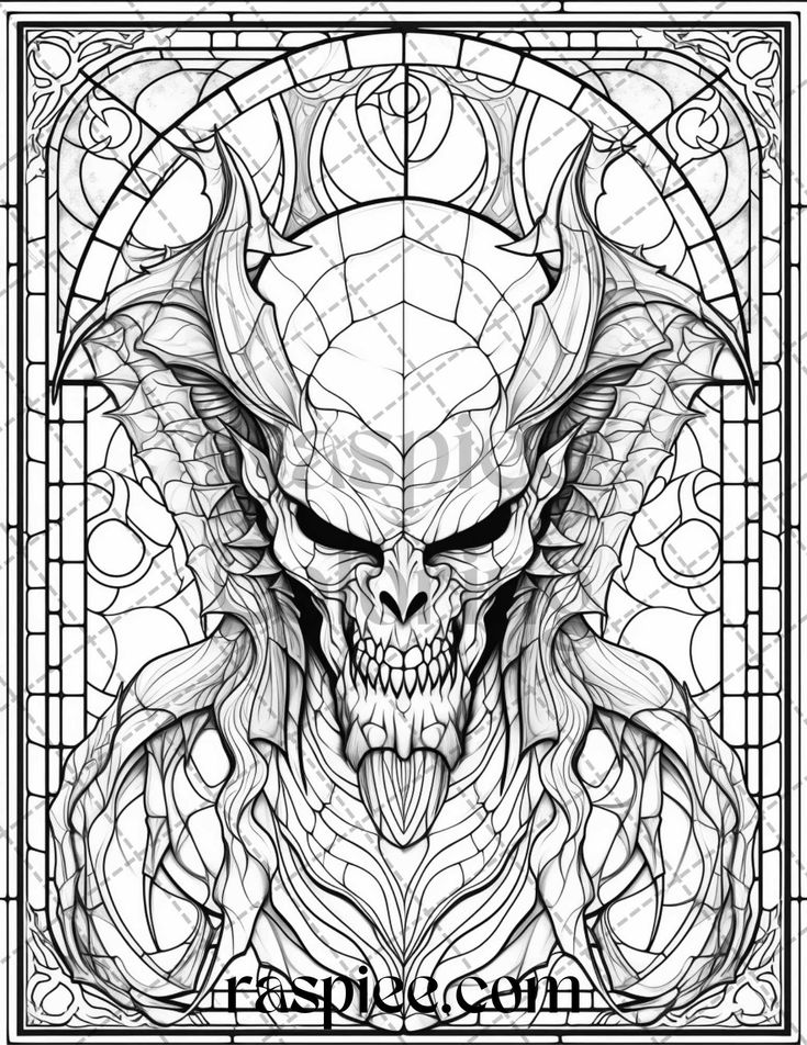 Halloween stained glass grayscale coloring pages printable for adul in grayscale coloring detailed coloring pages coloring pages