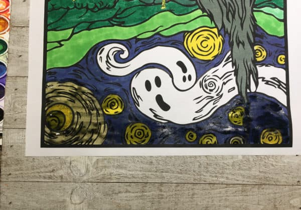 Halloween starry night art project