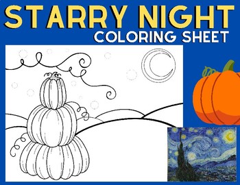 Starry night coloring page