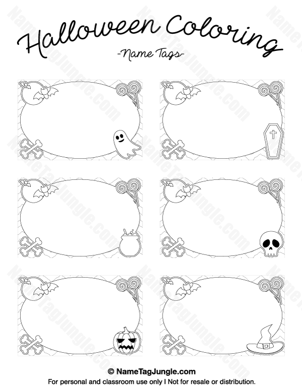 Free printable halloween coloring name tags the template can also be used for creating items lâ free place card template place card template halloween coloring