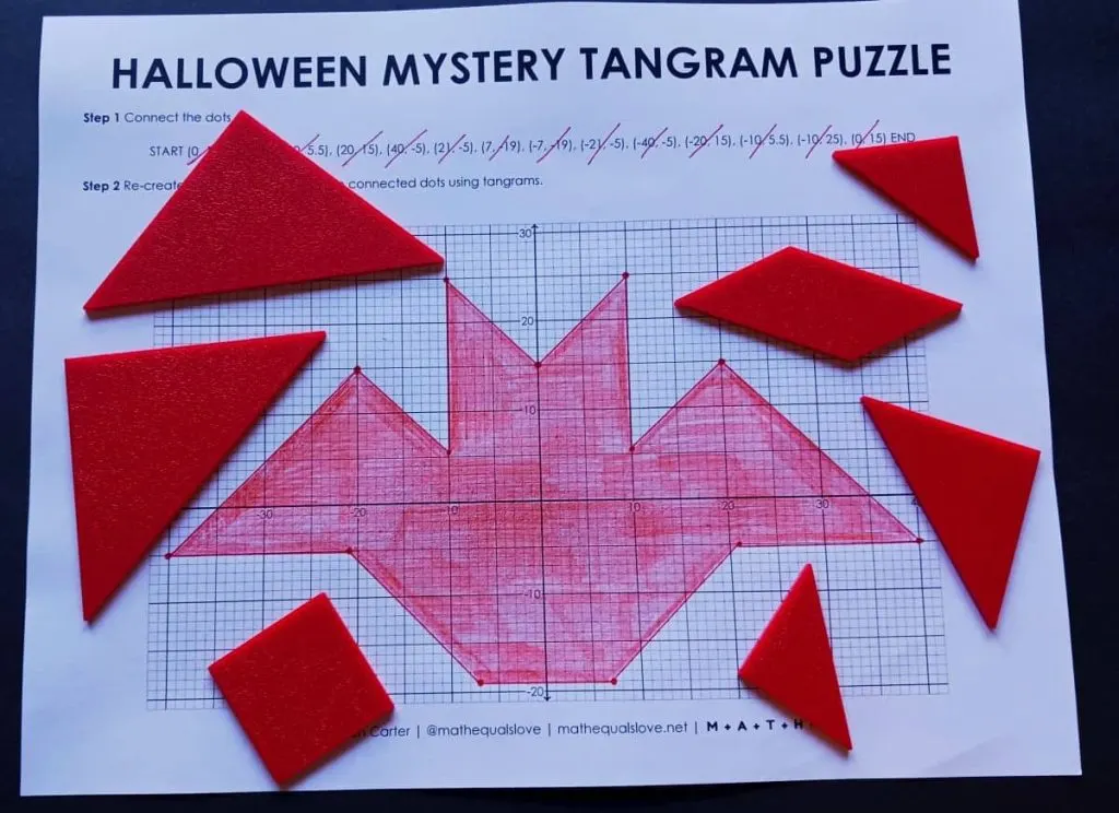 Halloween mystery tangram puzzle math love