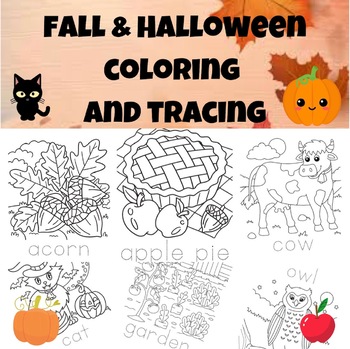 Fall and halloween tracing and coloring pages by growing in wonder