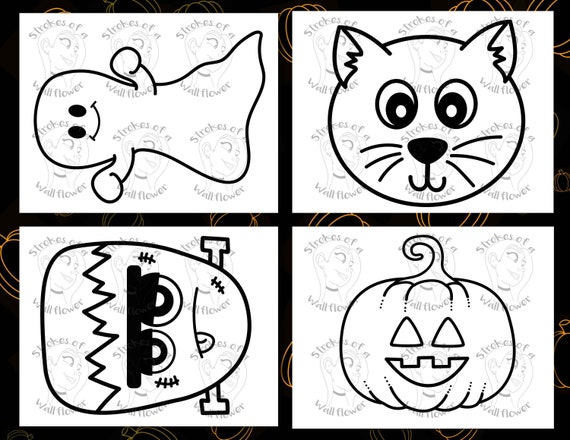 Halloween coloring pages halloween tracing pages pumpkin jack o lantern frankensteins monster ghost black cat