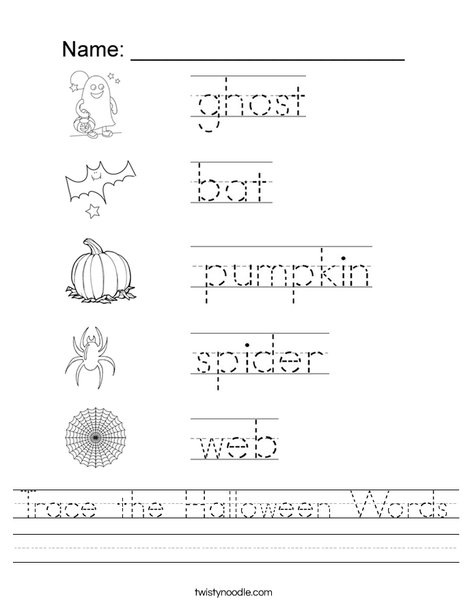Trace the halloween words worksheet