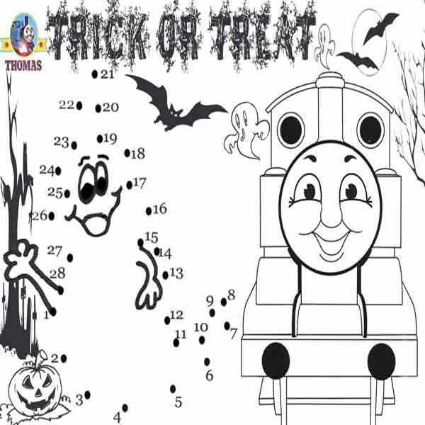 Educational thomas tank engine trick or treat dot to dot printables ghost pictures for older kidâ halloween loring pages train loring pages thomas the train