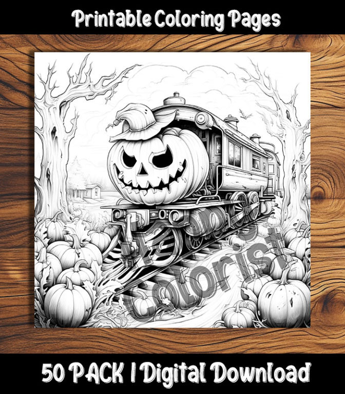 Ghost train coloring pages digital pack happy colorist
