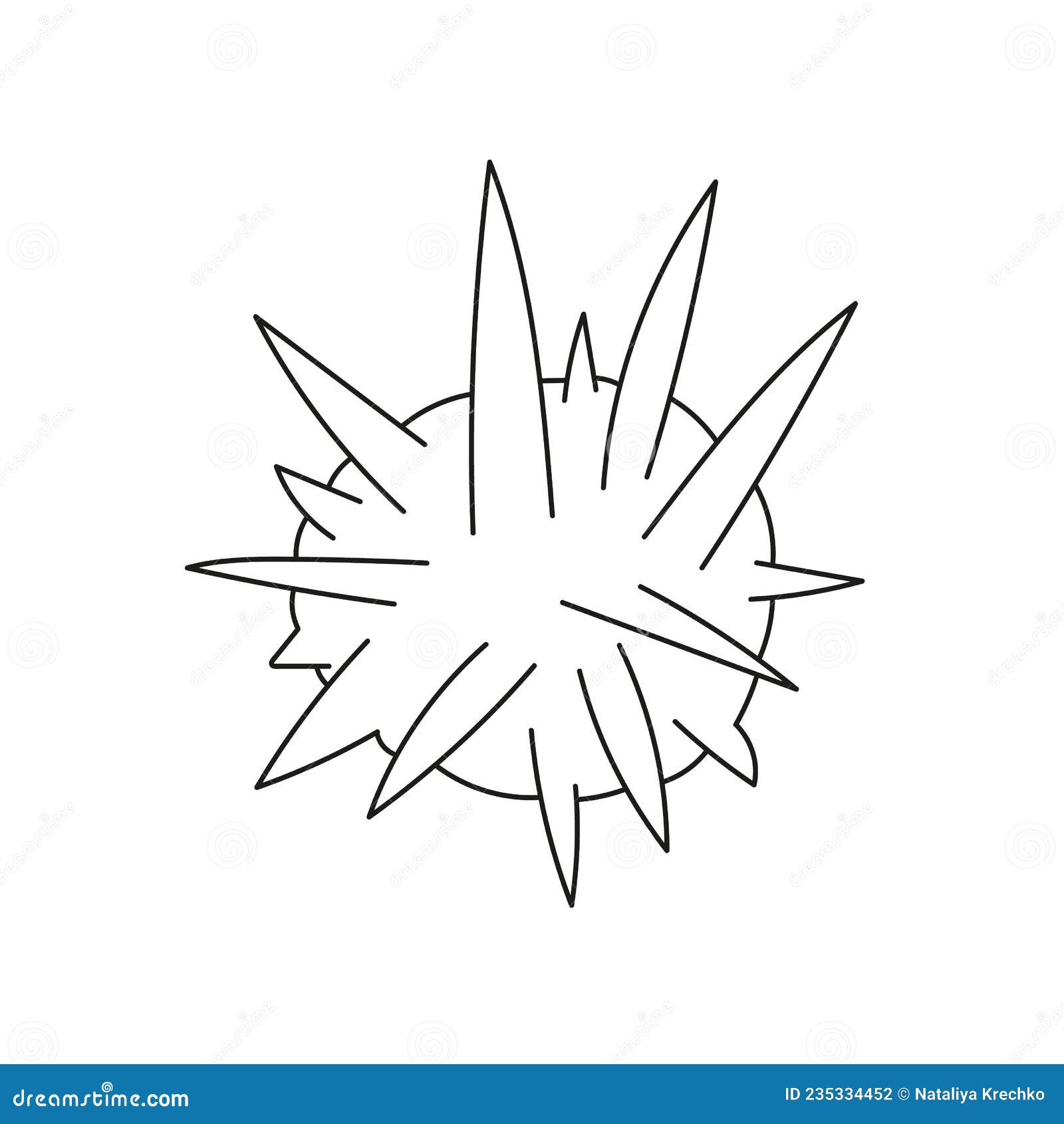 Simple coloring page black and white cartoon vector illustration of sea urchin stock vector