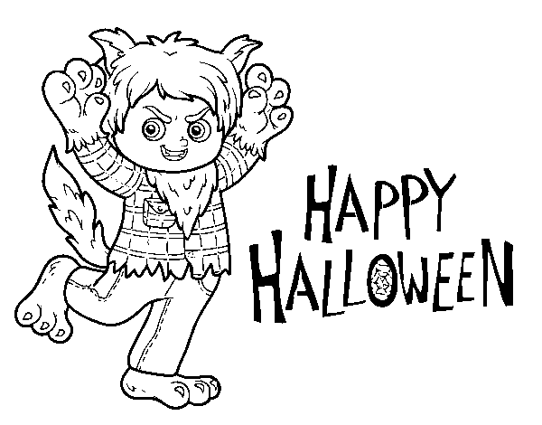 Wolf costume for halloween coloring page