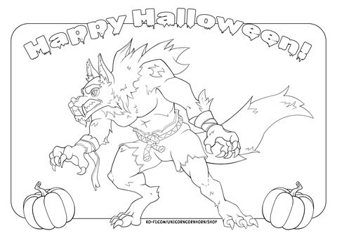 Werewolf coloring page png
