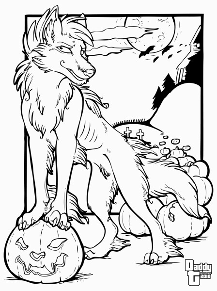 Free halloween wolf coloring page by mysticsabreonic