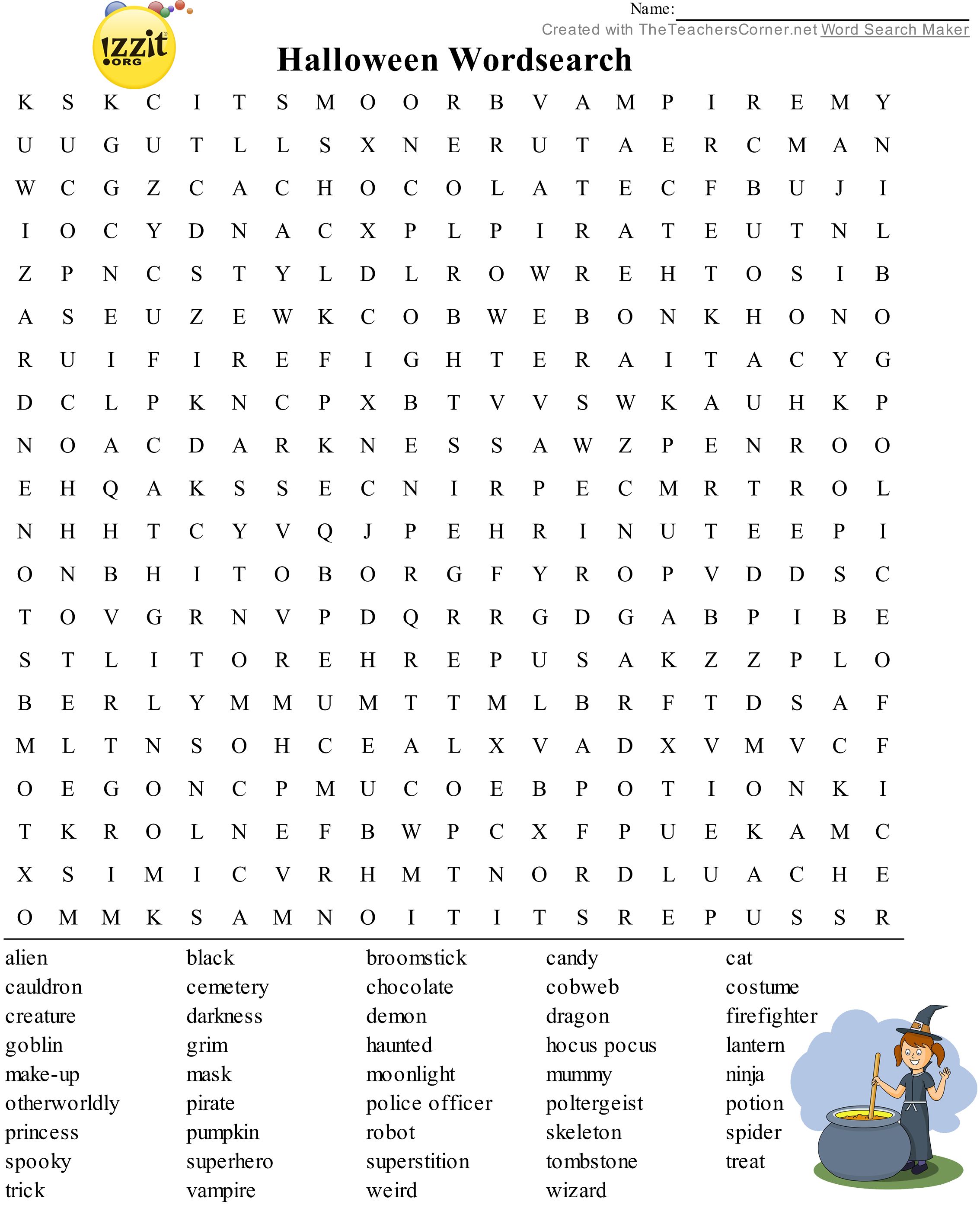 Halloween word search