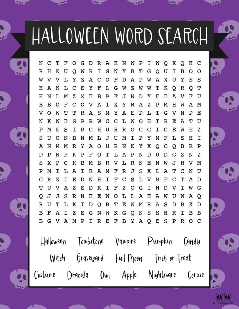 Free printable halloween word searches