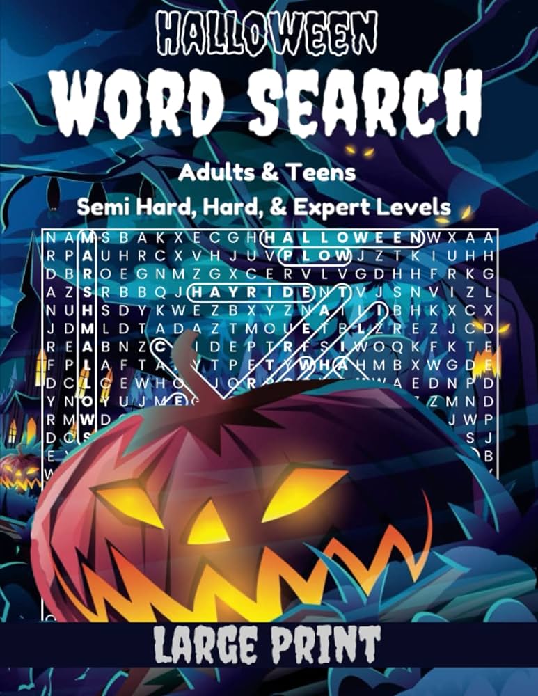 Halloween word search adults teens semi hard hard expert halloween word search puzzles and coloring pages