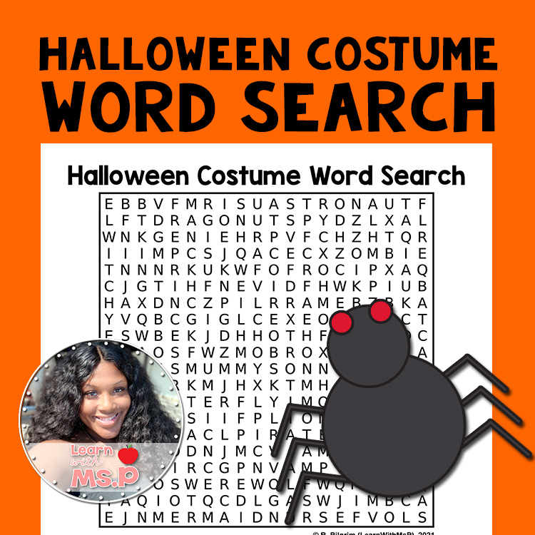 Halloween costume word search coloring page puzzle made by teachers
