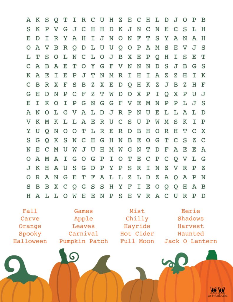 Free printable halloween word searches