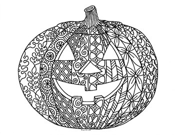 Halloween jack o lantern zentangle coloring page by pamela kennedy