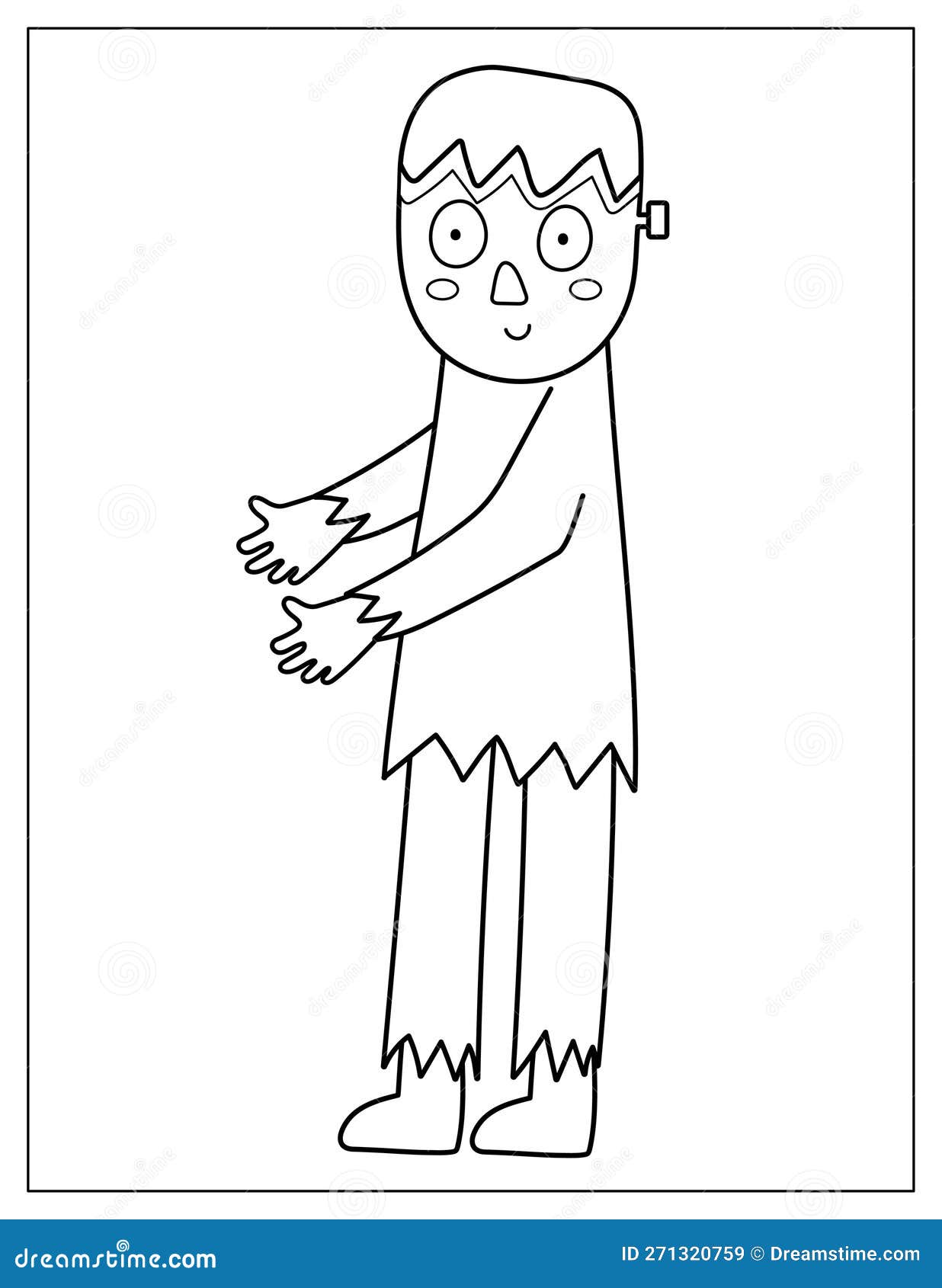 Cute zombie coloring page spooky halloween character print for coloring book stock vector