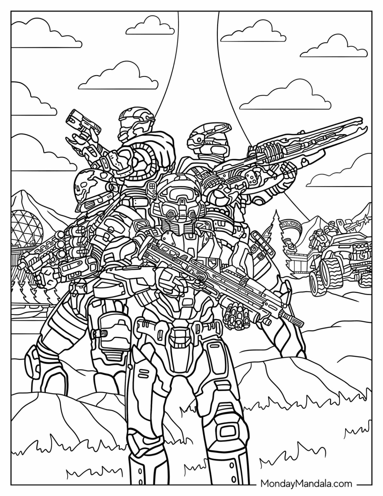 Halo coloring pages free pdf printables