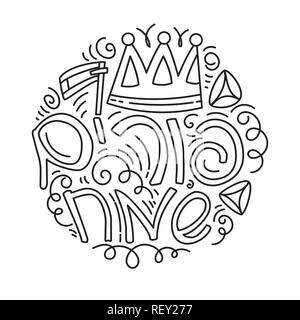 Purim greeting card and coloring page in doodle style with crown noise make hamantaschen and hebrew text happy purim black and white vector illustration stock vector image art
