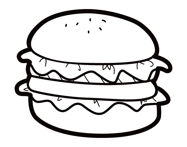 Hamburger with lettuce coloring page