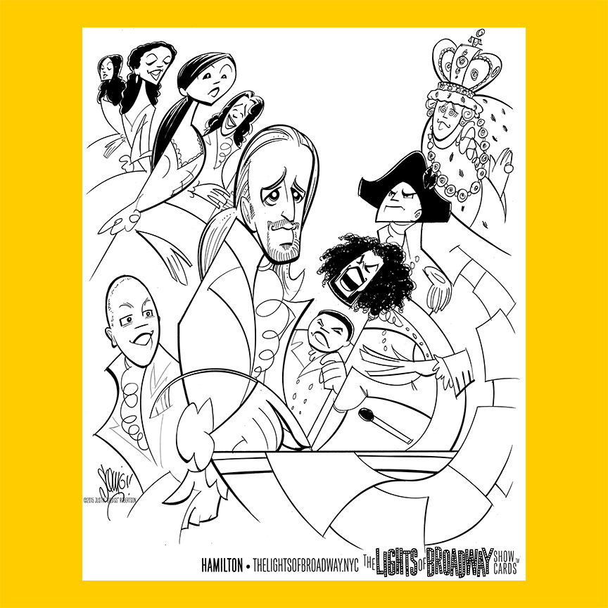 Coloring page hamilton â the lights of broadway show cardsâ