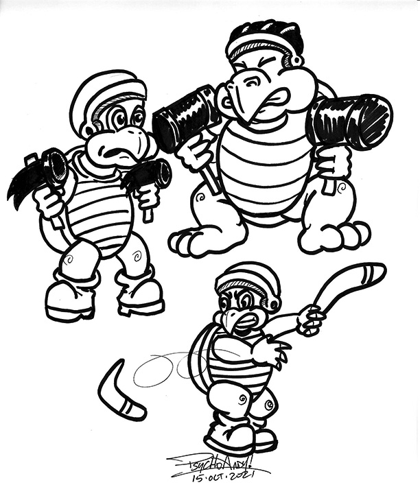 Ink drawing challenge day hammer bros family â