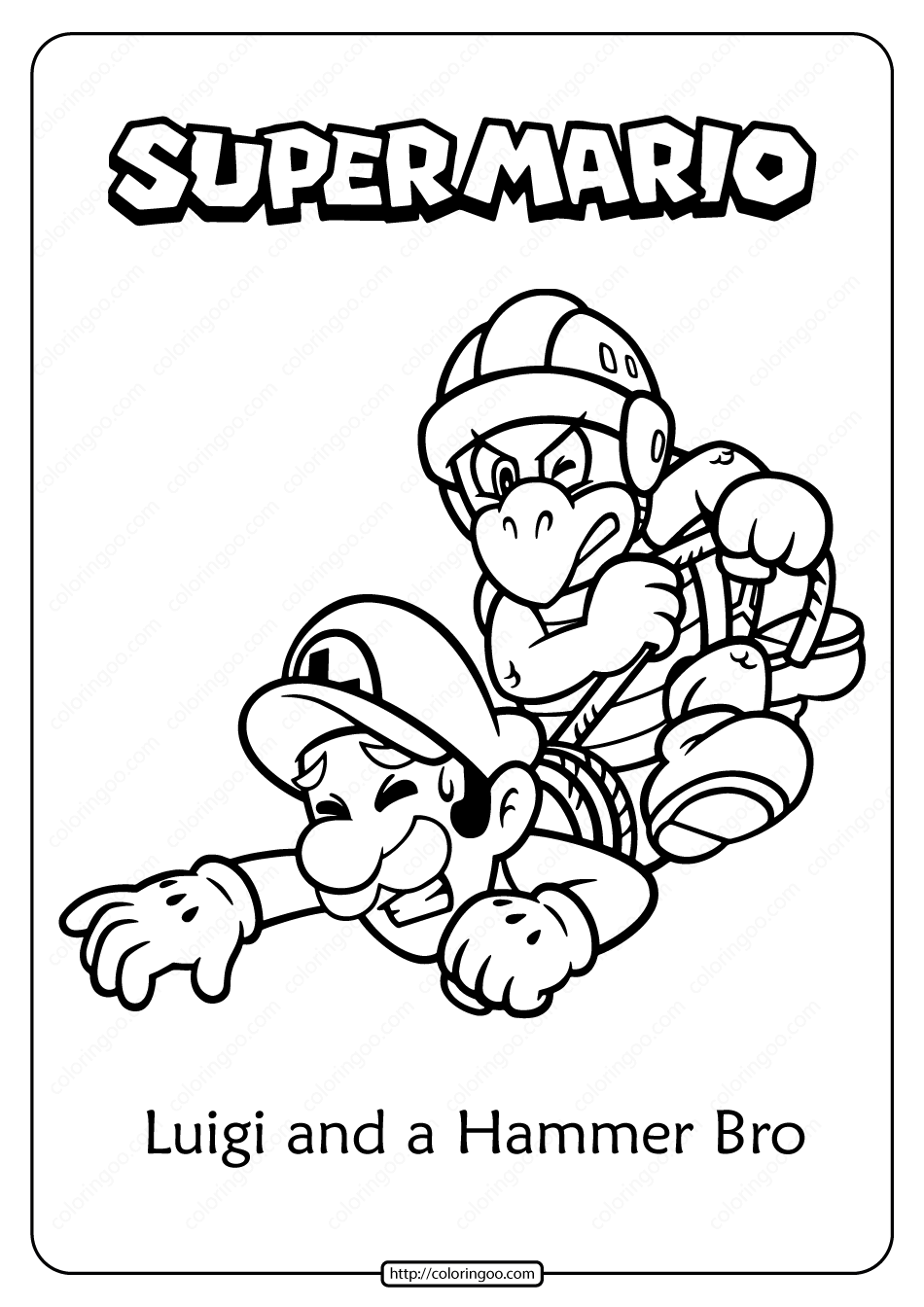 Free printable luigi and hammer bro coloring page super mario coloring pages mario coloring pages coloring pages