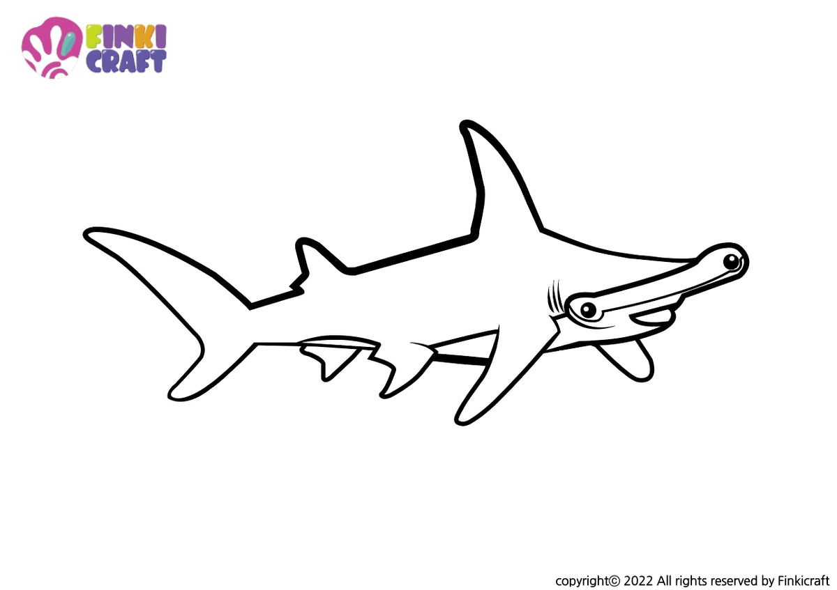 Hammerhead shark line and coloring art image digital eps ai file â